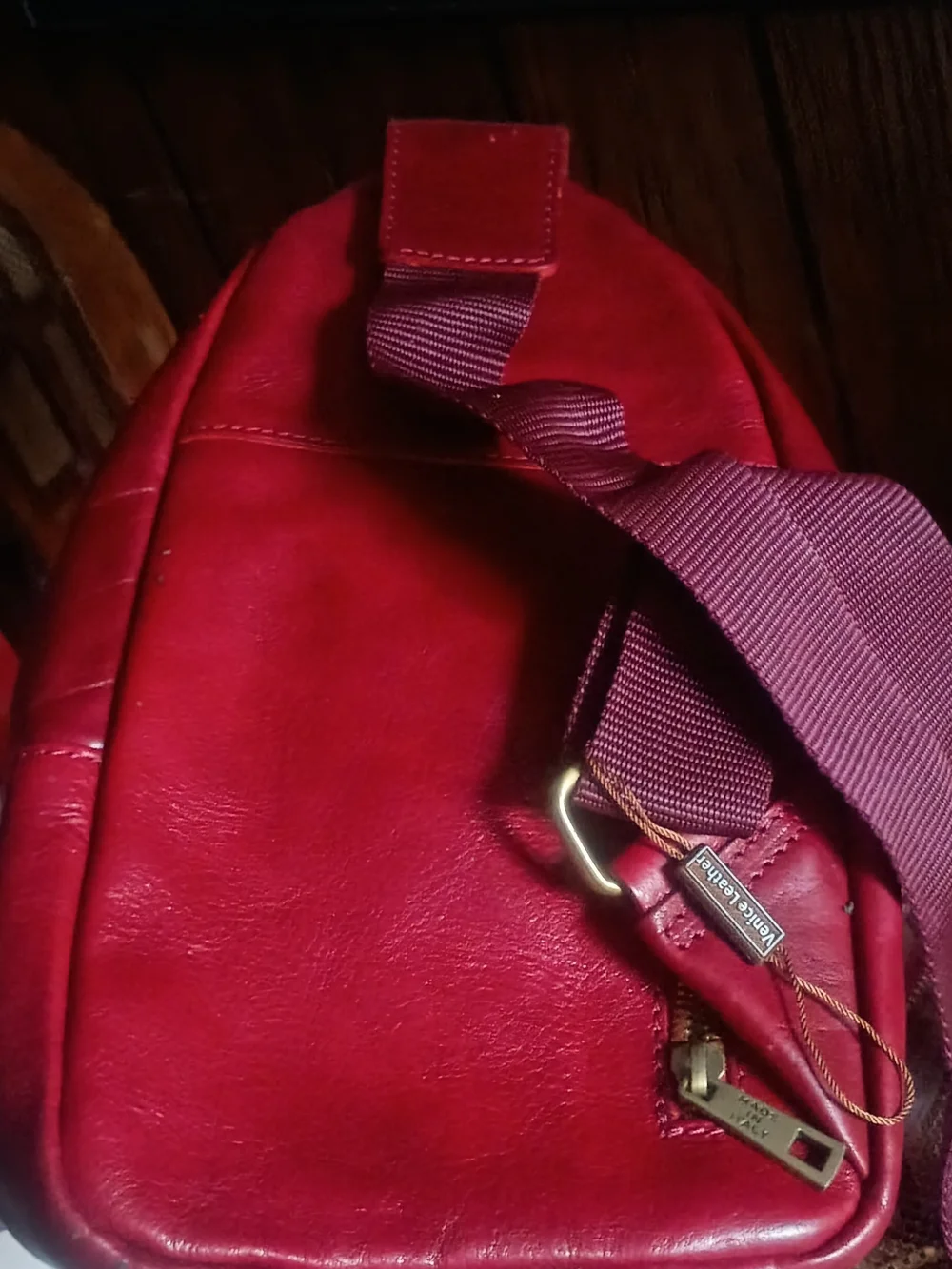 Venice Leather Red Genuine Leather Handbag Made in Italy Shoulder Bag